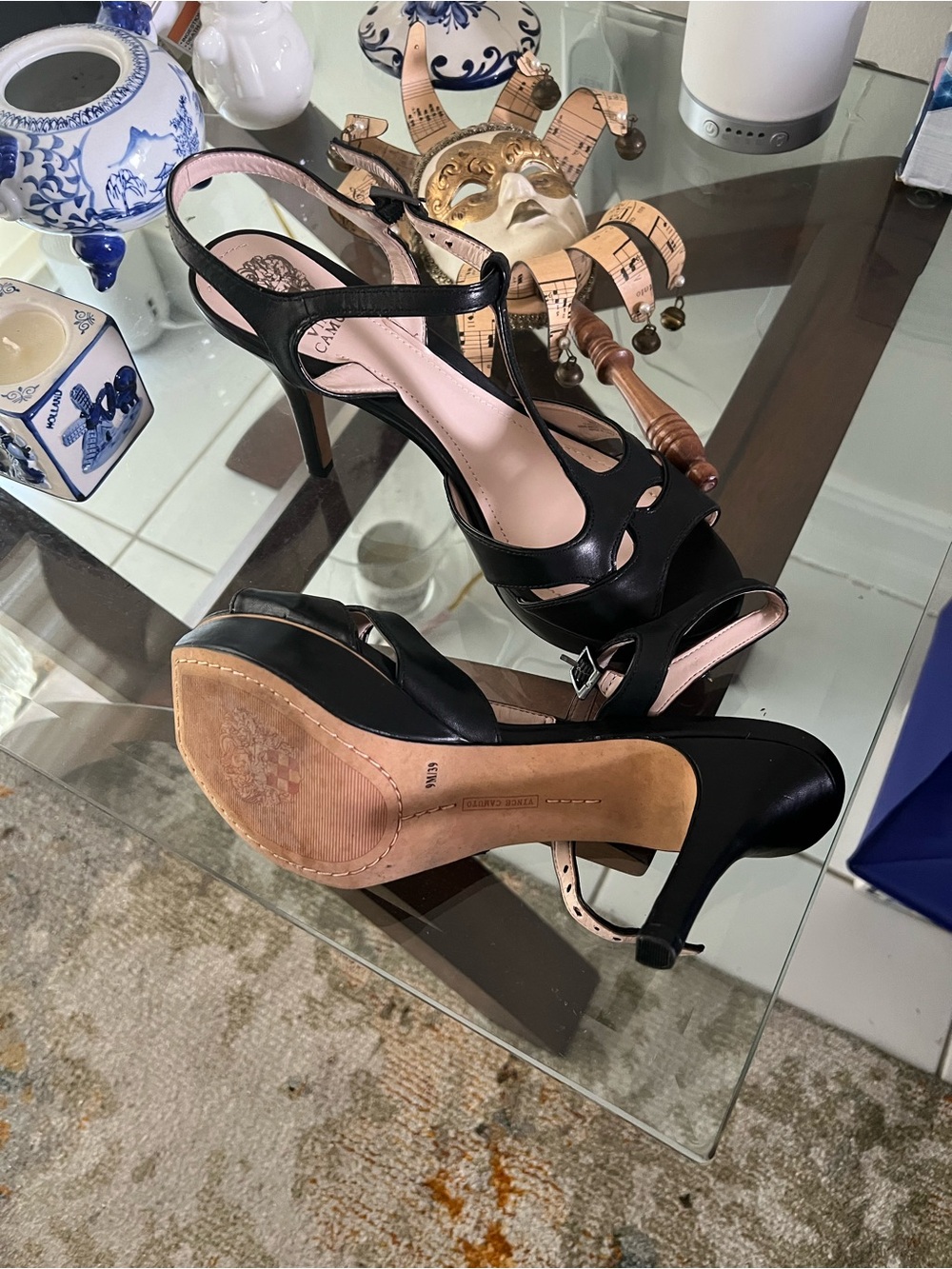 Vince Camuto Black Open-Toe Stiletto Sandals